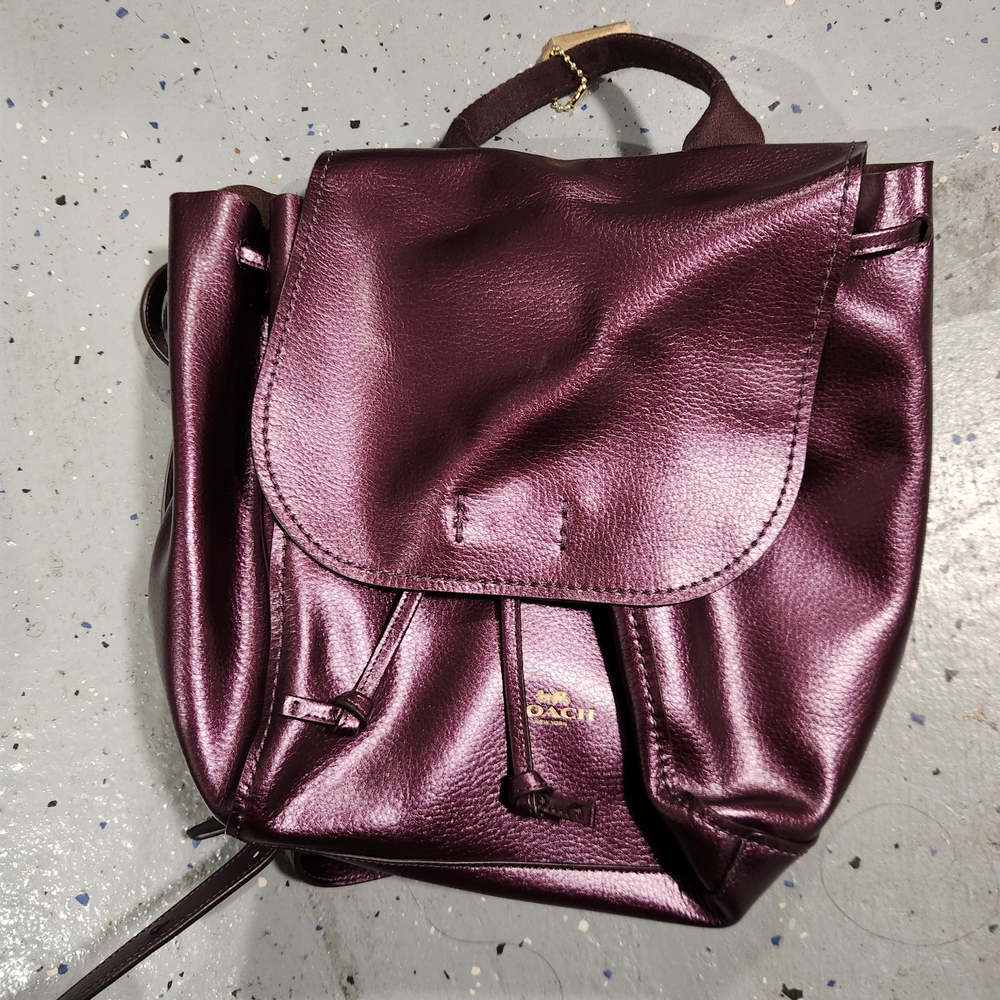 Coach Purple Leather Backpack with Timeless Design